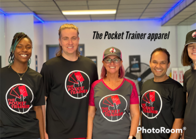 A group of people wearing pocket trainer apparel